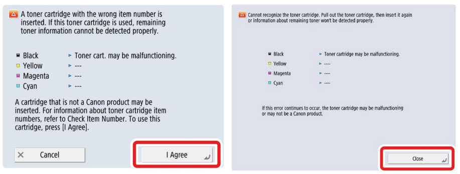 Canon Toner Supply Notification